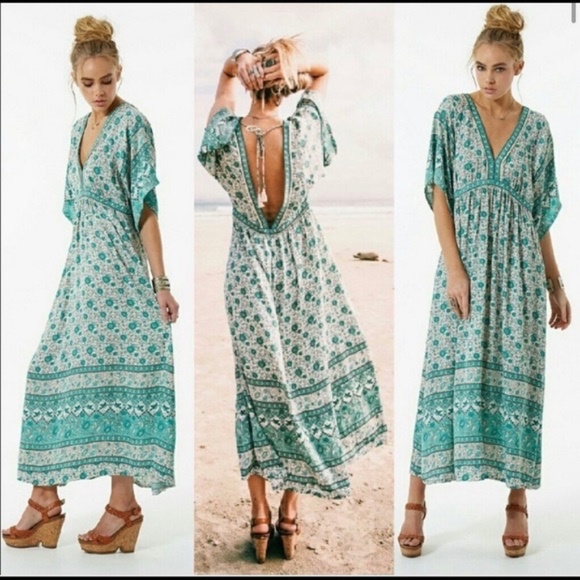 spell and the gypsy green dress Floridian Bias Dress In Green | By Spell – Modern Bohemian Clothing Online main image 0